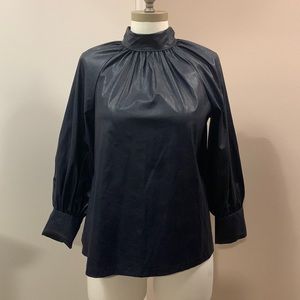 𝅺RACHEL Comey faux leather navy top size XXS- NWT
